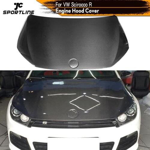 Carbon Fiber / FRP Car Front Engine Hood Cover For Volkswagen VW Scirocco R Bumper 2009 - 2014 Front Engine Hood Bonnet Cover