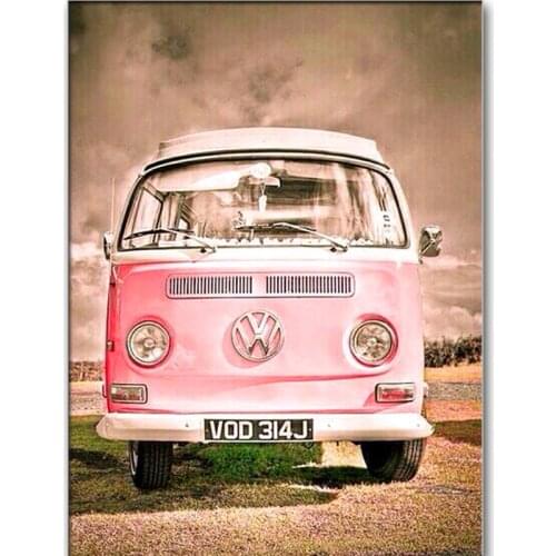 5d Bus Cross Stitch,Full Round,Cartoon,Diamond Painting Complete,Pink Car,Diamond Embroidery Autos New,Christmas Gift