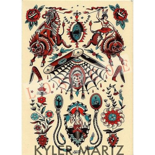 High quality Vintage kraft Paper Painting Core Tattoos Prints Art Wall Stickers Nostalgic Retro Poster Mural Home Wall Decor G5
