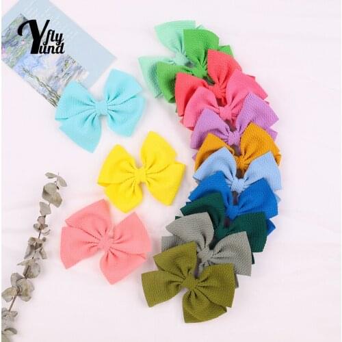 Yundfly 5pcs/lot Korean Style Princess Bangs Hairpins Solid Color Handmade Bowknot Baby Hair Clips Bows Headwear Birthday Gifts