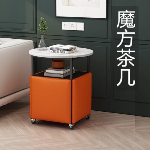 Saving space Rubiks cube coffee table living room edge can be accommodated movable table and chair combination rock plate iron