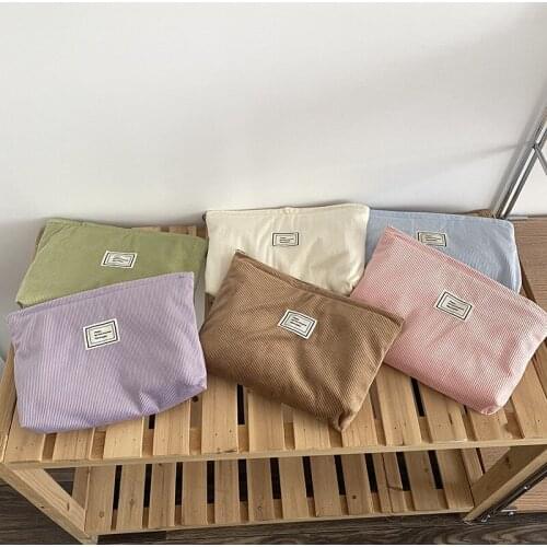 Hylhexyr 1PCS Women Girls Corduroy Wallet Cosmetic Bag Travel Zipper Makeup Organizer Toiletry Bags Female Coin Purse
