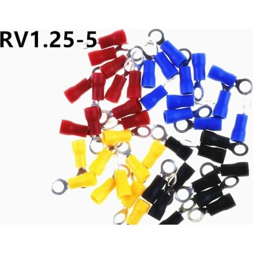 100PCS/50PCS Pack RV1.25-5 Red Insulated Crimp Ring Terminal Cable Wire Connector