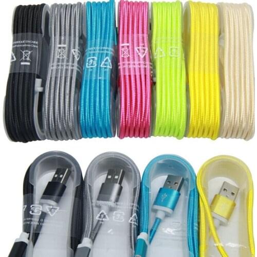 100pcs/lot 1.5M 8pin Aluminum Alloy Fabric Braided Usb cable for 6 6s 7 plus for ipad mini for iphone 5 5s se