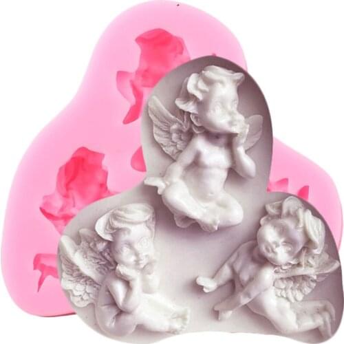 3D Baby Angel Frame Silicone Mold Cupcake Topper Fondant Molds Cake Decorating Tools Soap Resin Candy Chocolate Gumpaste Moulds