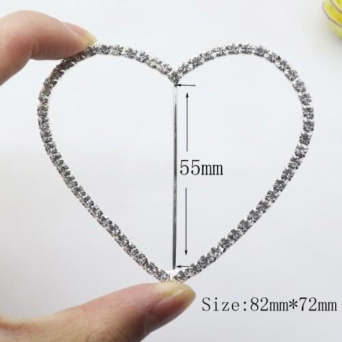 5pcs 82*72MM large Heart-shaped Rhinestone Buckle Diamante Crystal Slider DIY Craft supplies Wedding Invitation card Decoration