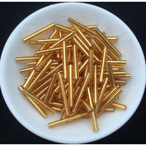 500g/pack 2.5*20mm Long Size Silver Core Czech Glass Seed Bugle Beads Tube for Jewelry Garment Accessories Beads for Clothing