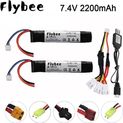 2S Water Gun battery with Charger 7.4V 2200mAh Lipo Battery for M4 AK47 Mini Airsoft BB Air Pistol Electric Toys gun RC Parts