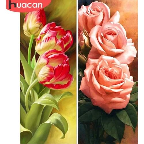 HUACAN Diamond Embroidery Flower 5D DIY Diamond Painting Mosaic Wall Art Painting Full Round Cross Stitch Art Decor Needlework