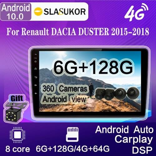 For Renault DACIA DUSTER 2015-2018 Android 10 DSP Car Radio Multimedia Video Player Navigation GPS Carplay Stereo Receiver DSP