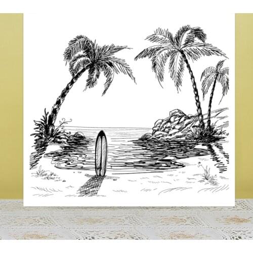 AZSG Coastal Beach Coconut Tree Clear Stamps For DIY Scrapbooking/Card Making/Album Decorative Silicone Stamp Crafts