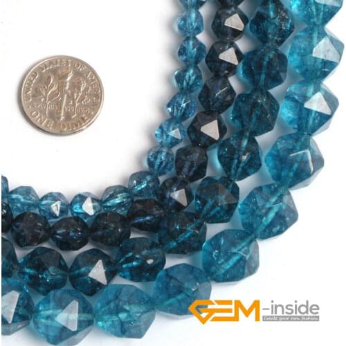 Faceted Dyed Blue Kyanite Crystal Beads for Jewelry Making Strand 15 inch DIY Crystal Jewelry Bead 6mm 8mm 10mm 12mm