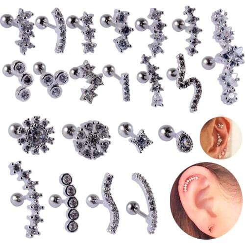 1Pc Surgical Steel Ear Studs Cartilage Helix Lobe Conch Piercing Upper Earrings Fashion Daith Piercings Body Jewelry