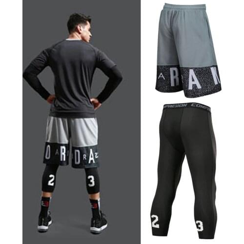 Compression Basketball Leggings Sport Tights Men Elastic Gym Fitness Pants Man Running 3/4 Pants