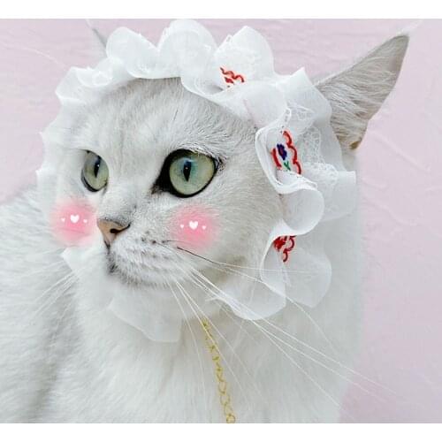 Lace Princess Pet Collar Lace Bibs as Headwear Cute Pet Collar Bib Dog Cat Necklace Decor Collars For Small Dogs Pets Bowtie