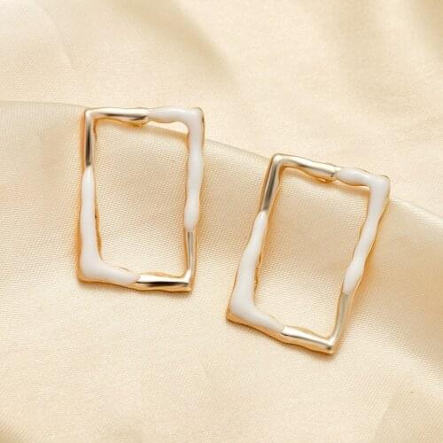 Cube Hip Hoop Earrings New Retro Morandi Color Drop Glaze Earrings Fashion Geometric Square Earrings Dripping Oil Earrings