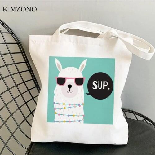 Lama Llama shopping bag reusable jute bag eco bolso bolsa shopper bag reusable fabric woven sac toile