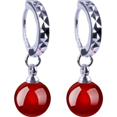 Fashion Faux Black/Red Women Party Dangle Drop Leaverback Earrings Gift