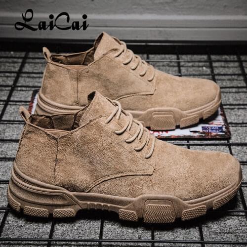 Mens Boots British Style Vintage High-Top Shoes Spring and Autumn New Korean Style Leisure Trendy Versatile Mens Leather Shoes