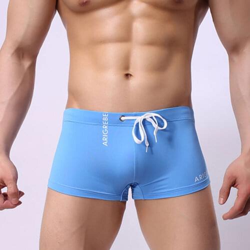 Men Swim Brief, Sexy Square Leg Athletic Swimming Trunks Breathable Board Surfing Shorts
