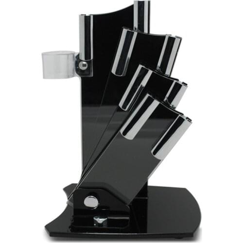 5-Pieces Set Knife Stand Used for 3" 4" 5" 6" Ceramic Knife+One Peeler High Grade Acrylic Kitchen Knife Holder Black Knife Block