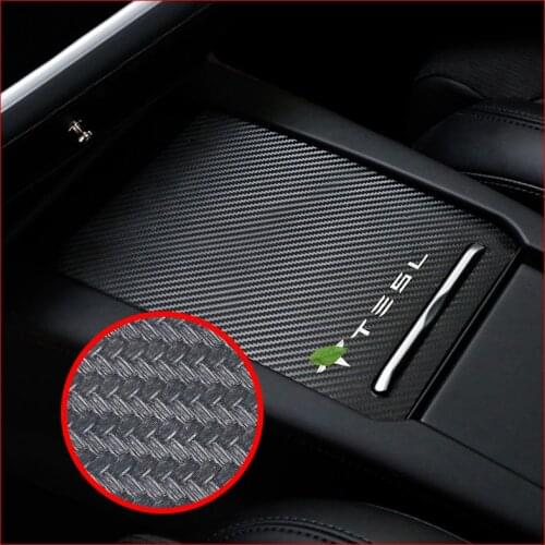 1pc SEEYULE Carbon Fiber Center Console Box Sticker Armrest Cover for Tesla Model S Model X Car styling Decal anti-Scratch decor