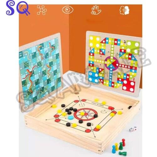 Four-in-one board game Flips Puzzle Game For Adults Families Parent-child Interactive Game of Children Ice Hockey Game for Child