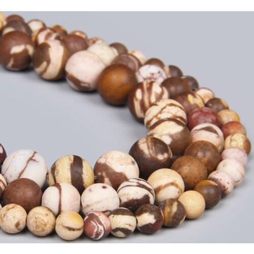 Natural Frosted Matte Australia Zebra Jaspers Round 4 6 8 10 12MM Mineral Stone Beads 15" For Jewelry Making DIY Bracelet Gifts