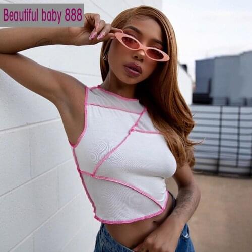 Meqeiss new summer street casual wear Patchwork design tank tops women sleeveless tee high quality basic white Sports vest top