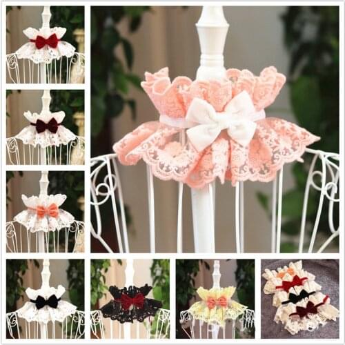 Pet Bib Dog Necklace Necktie Lace Dog Cat Neckerchief Collar Vintage Scarf with Bowknot Bells