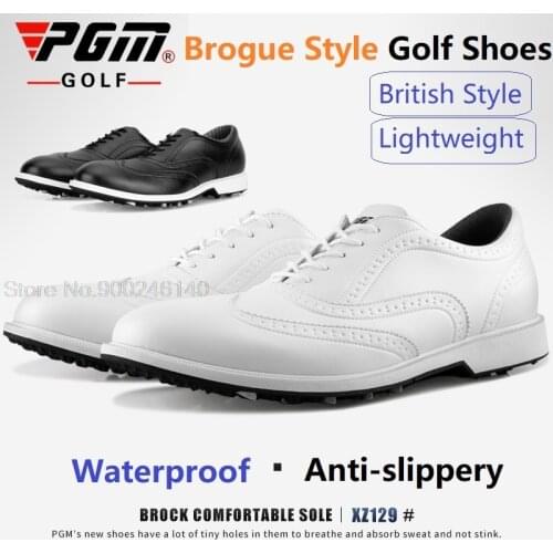 PGM Golf Shoes Men Waterproof Brogue Style Golf Shoes Male Slip Resistant Sports Sneakers Outdoor Casual Business Shoes