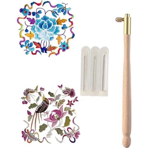 Useful Hot Sell New Hot Wooden Handle Tambour Metal Crochet Hook With Needles Embroidery Beading Crochet Set DIY Craft Sewing