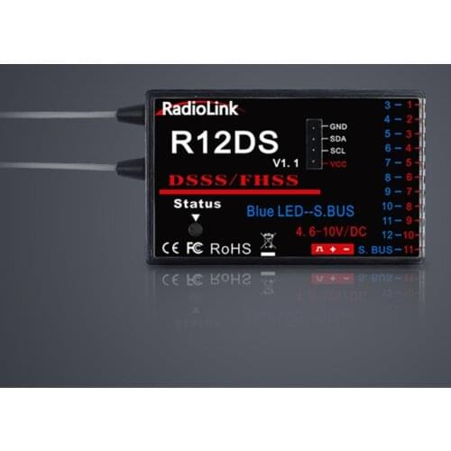 RadioLink R12DS PWM SBUS Receivers For AT10II / AT10 / AT9S Pro / AT9S / AT9 Transmitters