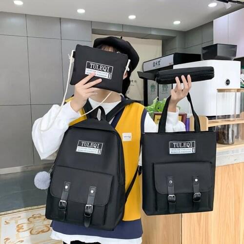 4 pcs sets canvas Schoolbags For Teenage Girls Women Cute Backpack School Bags Teenage Girls Anti-theft Laptop Shoulder Bags