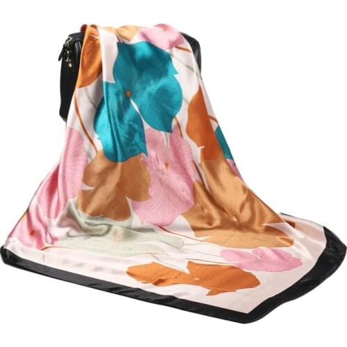 Daily Casual Womens Head Scarves Fresh Plant Leaves Printing Multicolor Options Aestheticism Female Sex Silk Scarf For outdoor