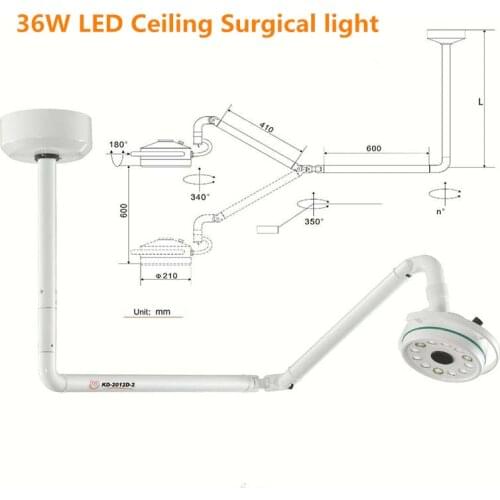 Ceiling Mounted 36W Medical Surgery LED Shadowless Light Operation Lamp Oral Implant Examination Lamp Pet Clinic(90V-240V)