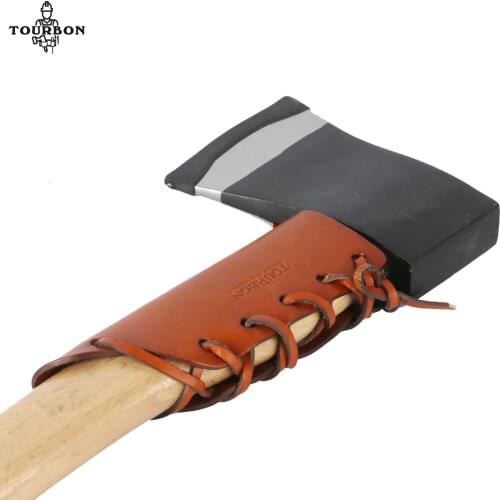 Tourbon Genuine Leather Axe Handle Collar Guard Case Protector Holster Hatchet Carrier Tools Accessories