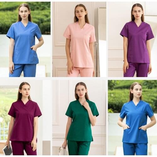 Pet Grooming Institution Scrubs Set High Quality Spa Uniforms Unisex V-Neck Work Clothes Medical Suits Clothes Scrubs Tops Pants