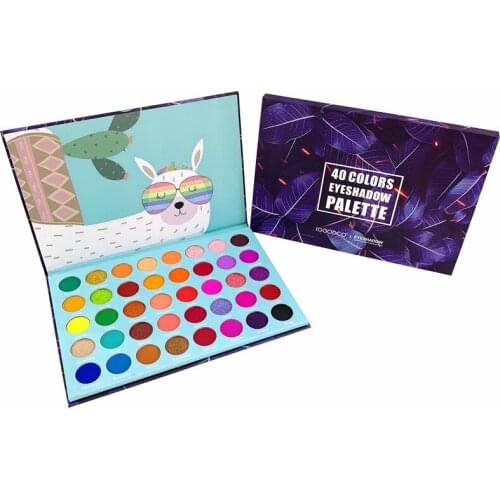 Waterproof Glitter Eyeshadow Palette Leaf Multicolor Cartoon Alpaca 40 Color Pearly Matte Sequins Makeup Shimmer Cosmetics TSLM1