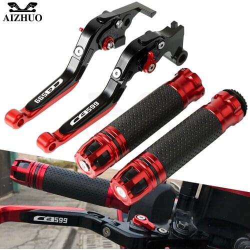 Motorcycle CNC Brake Clutch Lever Extendable+Handle Grips Handlebar For HONDA CB 599 CB599 HORNET 1998-2006 1999 2000 2001 2002