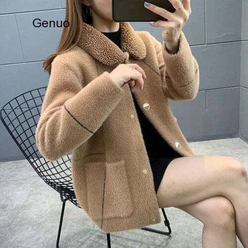 Korean Style Women Knit Jacket Loose Knitting Coat New Outwear 2020 Autumn Winter Imitation Mink Fur Female