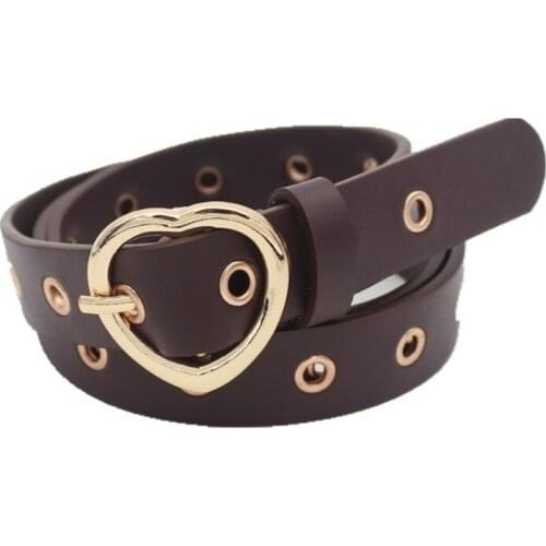 Female Straps Leather Belt Waistband For Apparel Accessories Heart-shaped Pin Buckle Thin Casual Belt For Women
