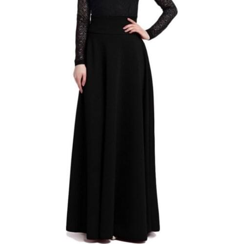 2019 New Arrival Long Skirts for Women Muslim Maxi Dress Black Red Ball Gown Islamic Skirts