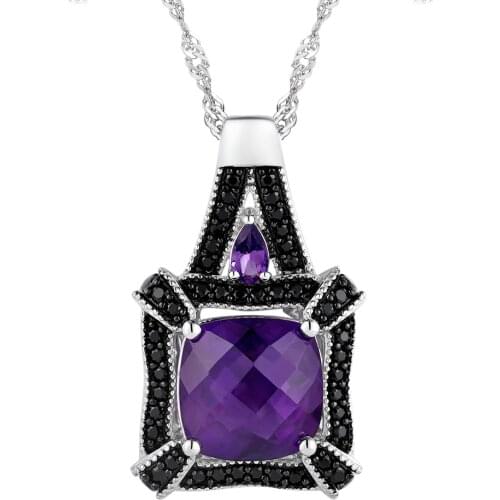 GZ ZONGFA Luxury Ladies Jewelry Big Natural Amethyst Gem 925 Sterling Silver Pendant Necklace For Women