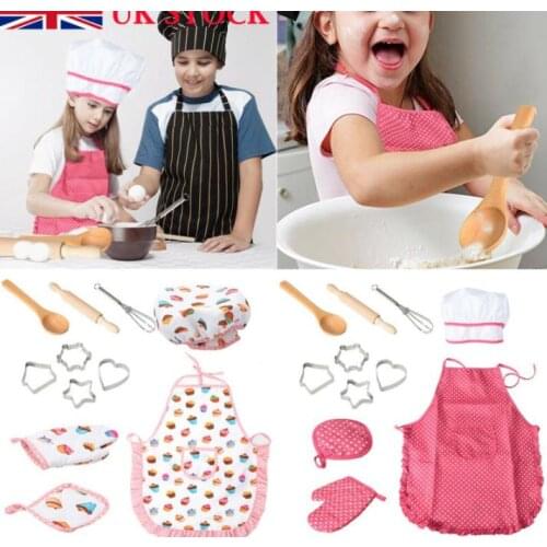 11PCs Role Play Children Kitchen Cooking Baking Girls Toys Cooker Play Set Kids Kitchen Hat Apron Play Set