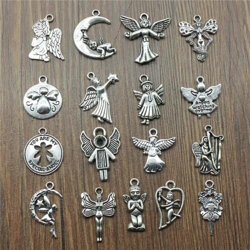 20pcs Angel Charms Antique Silver Color Angel Charms Pendants For Bracelets Angels Charms Making Jewelry