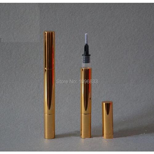 3ML 3G Golden Empty Eyelash Pen, Aluminium Eyelash Bottles, Teeth Whitening Pen, DIY Cosmetic Auto Revolving Pen, 30pcsLot
