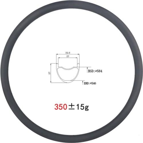 350g 27.5er MTB XC 33mm tubeless clincher carbon rim hookless 27.5 inch 650b 27mm depth mountain bike rims 24 28 32 holes