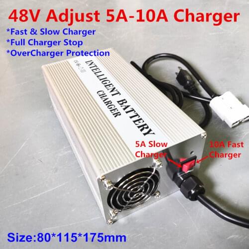48V adjustable charger 5A to 10A 4A to 8A charging for Lithium battery 13S 54.6V 14S 58.8V Li ion 16S 58.4V Lifepo4