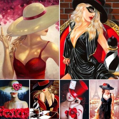 5D Diamond Painting Woman Corss Stitch Kits Full Drill Square Embroidery Portrait Mosaic Art Picture of Rhinestones Decor Gift